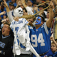 A male Detroit Lion fan enjoys using a rope noose to hang a blow up skeleton wearing a replica jersey of quarterback Chad Hutchinson #7 of the Dallas Cowboys by the neck during the game on November 3, 2002 at Ford Field in Detroit, Michigan.
